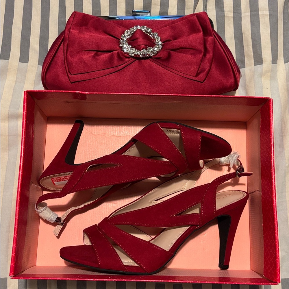 Elegant Red Heels and Clutch Set